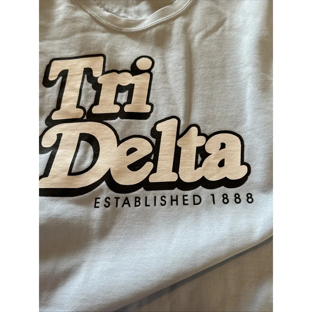 Comfort Colors Tri Delta Sweatshirt Pastel Blue Greek Sorority XL - Picture 6 of 6